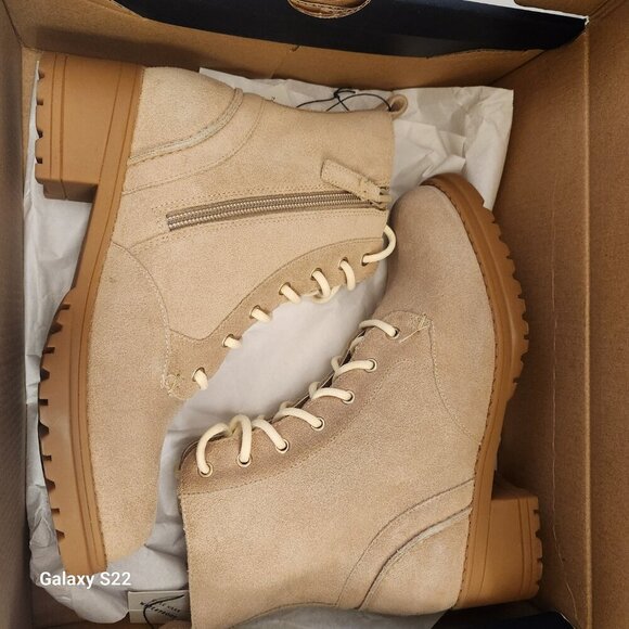 Cole Haan Camea Combat Boots. Sesame Suede. NIB. Size 5.5 - Picture 9 of 11